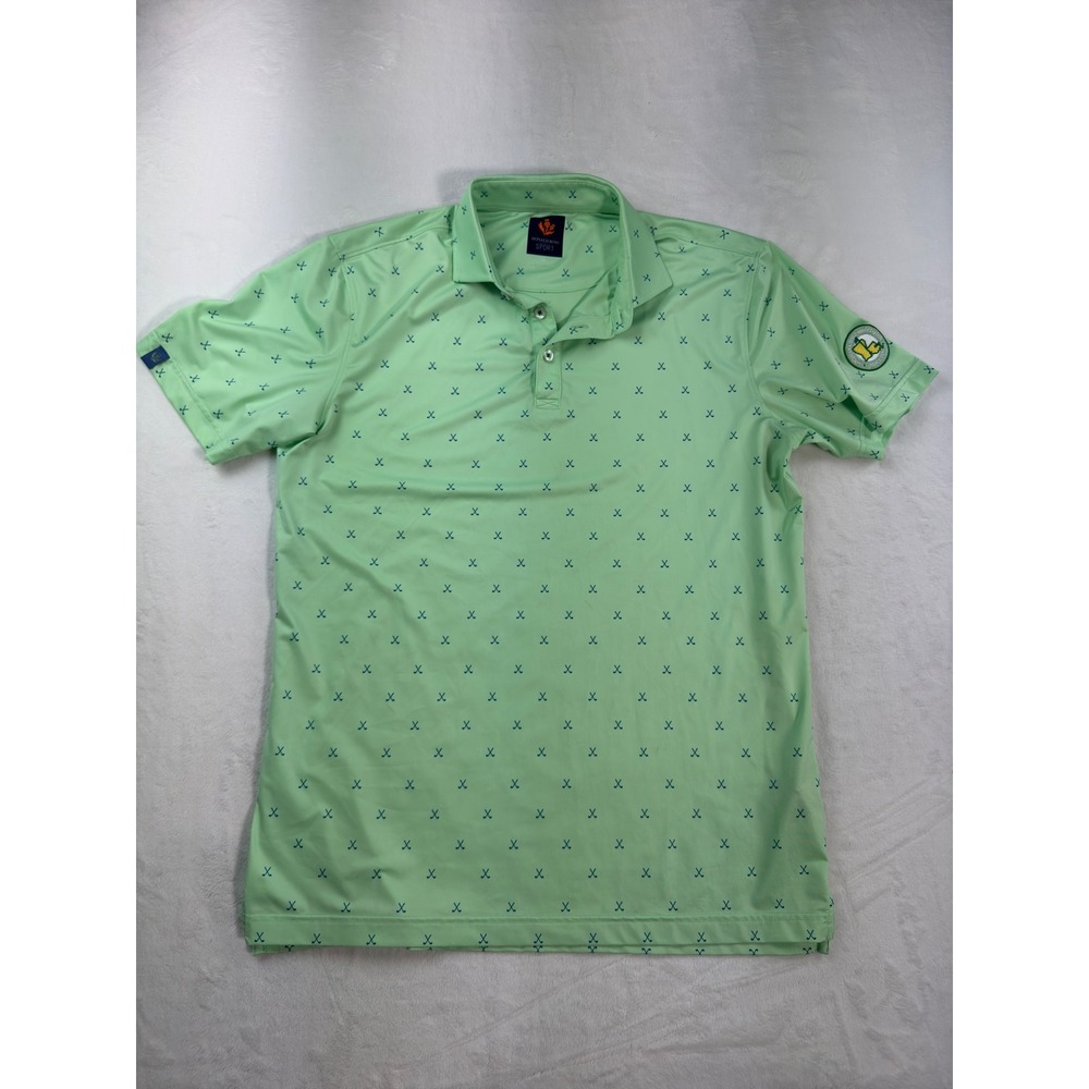Donald Ross Sport Mens Golf Polo Shirt Mint Green Crossed Clubs LGA Patch Size M